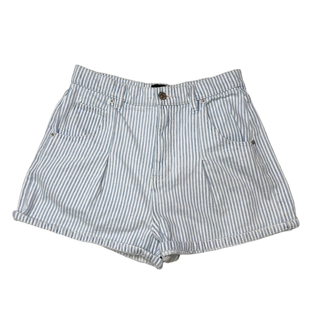 BDG Urban Outfitters Blue White Stripe High‎ Waist Denim Shorts 27